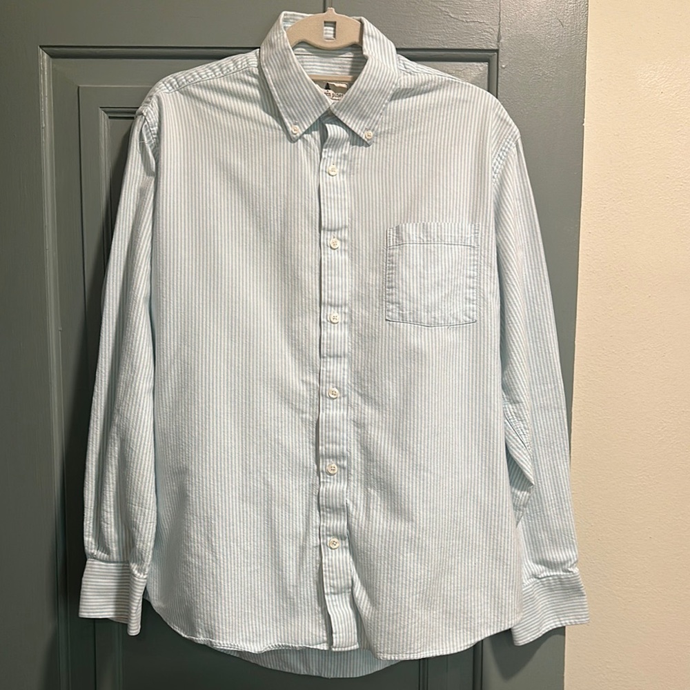 Men's Southern Pines Light Blue Striped Button Down Shirt Size L